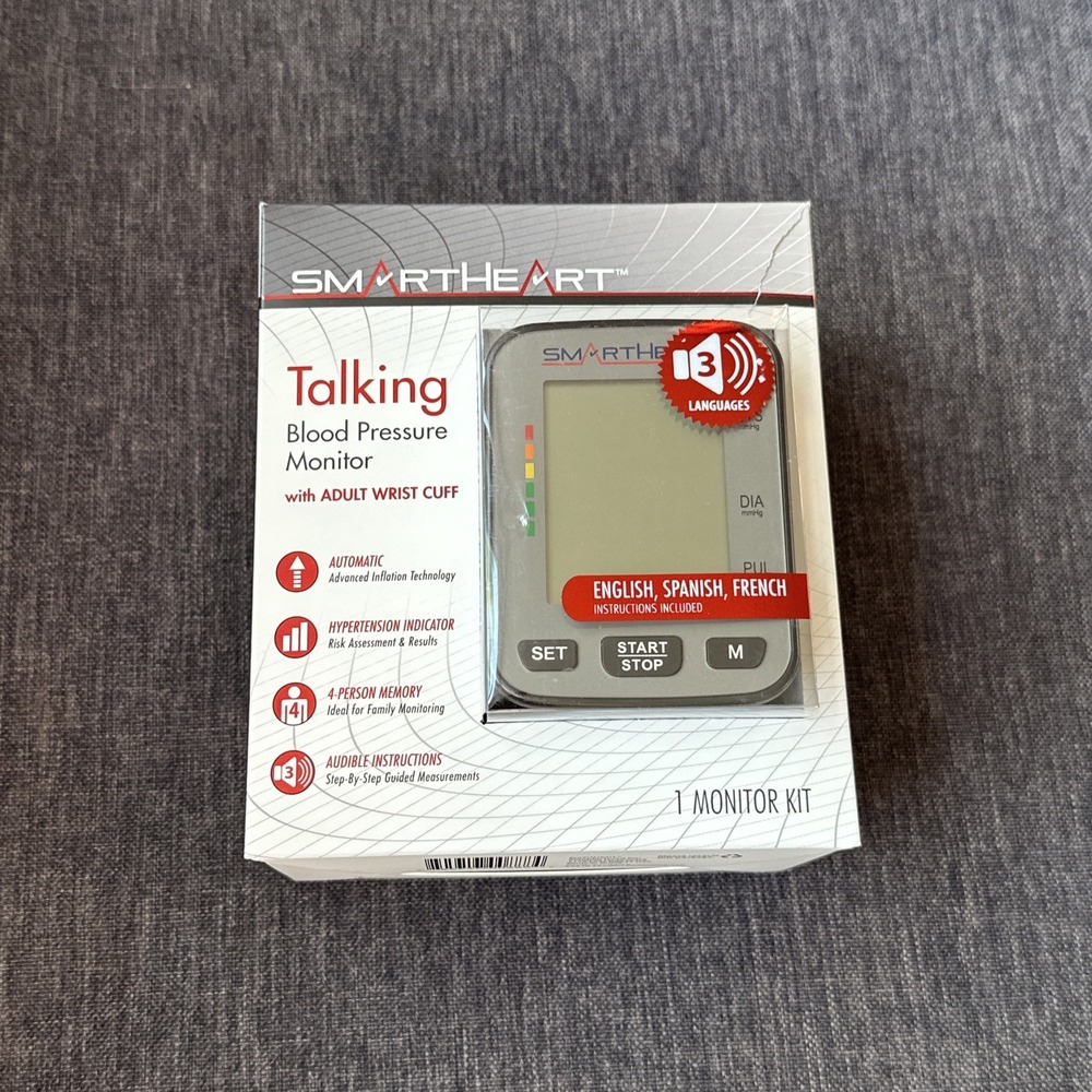 NEW Smartheart Adult Cuff Arm Home Automatic Digital Blood Pressure Monitor Talk